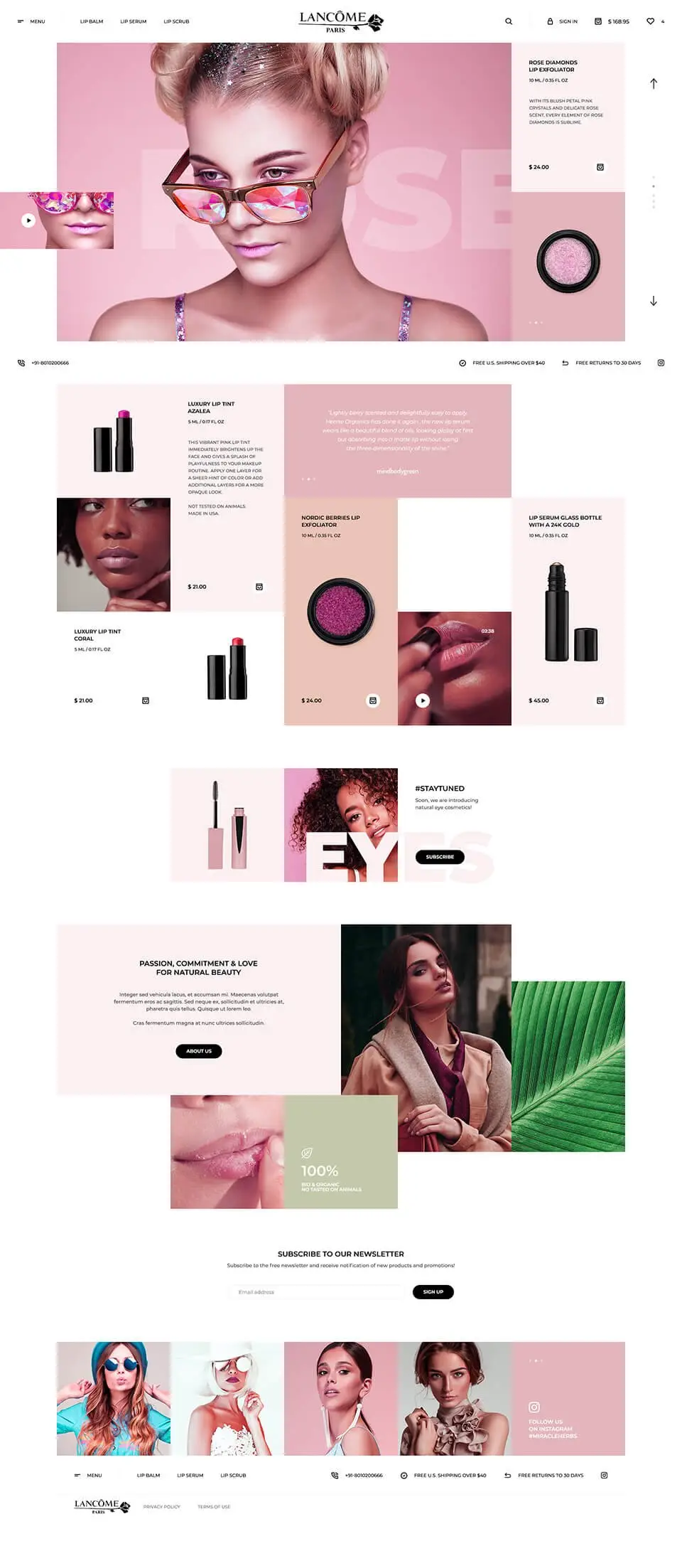 Full page design of Beauty and cosmetics store