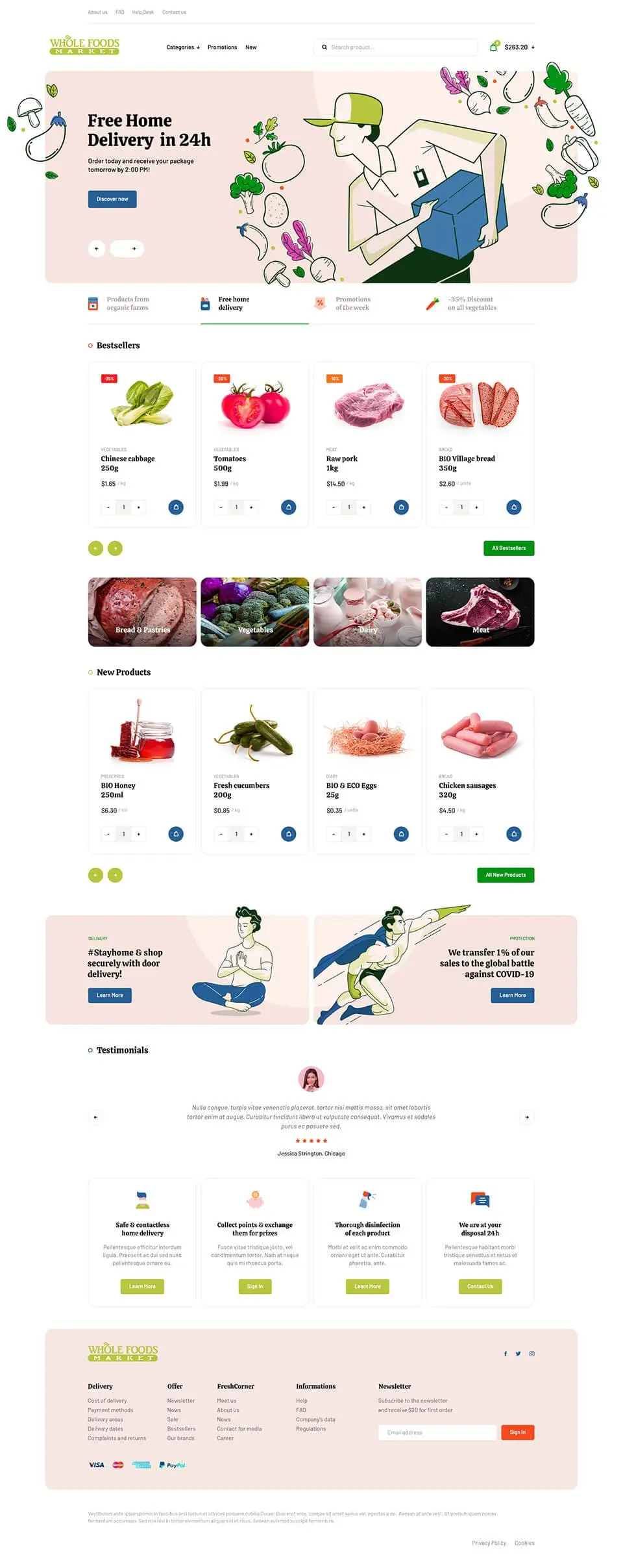 Full page design of Fresh food delivery store