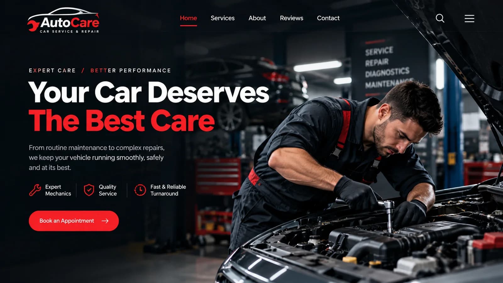 AutoCare car service website by Draxz