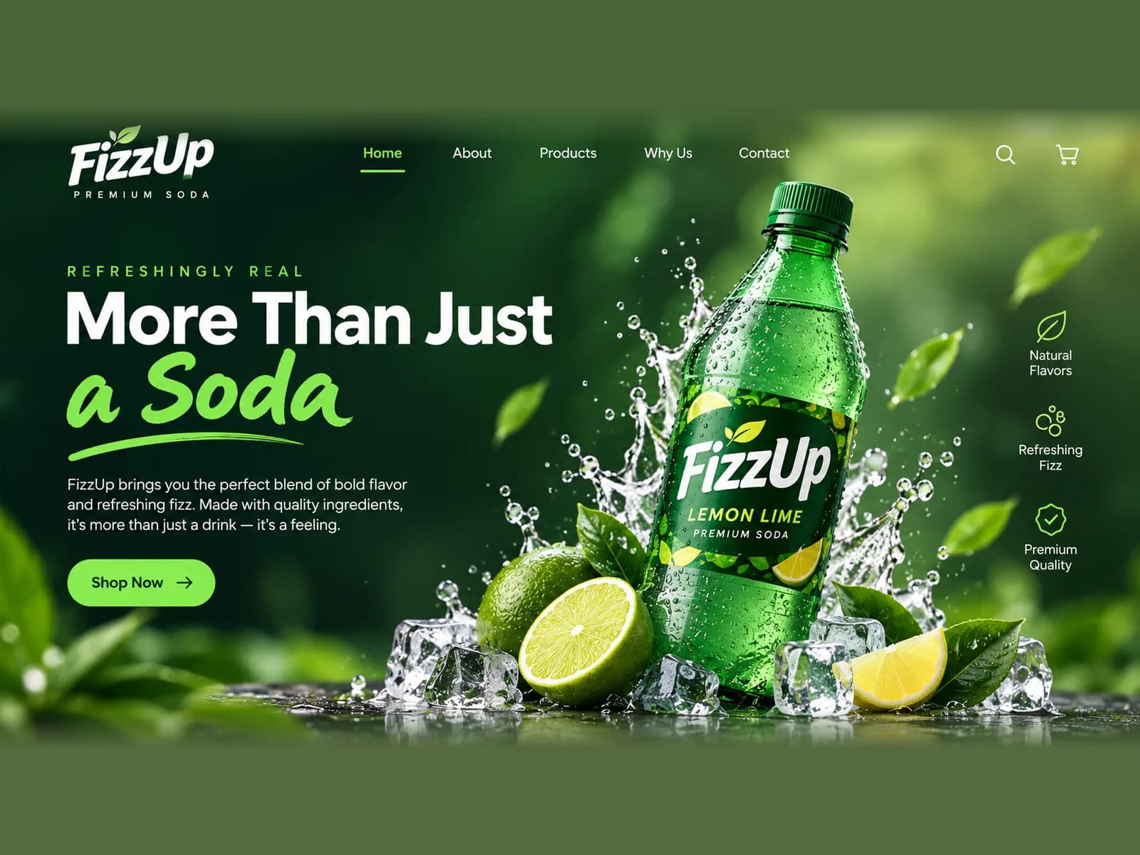 FizzUp soda website, website design & development by Draxz