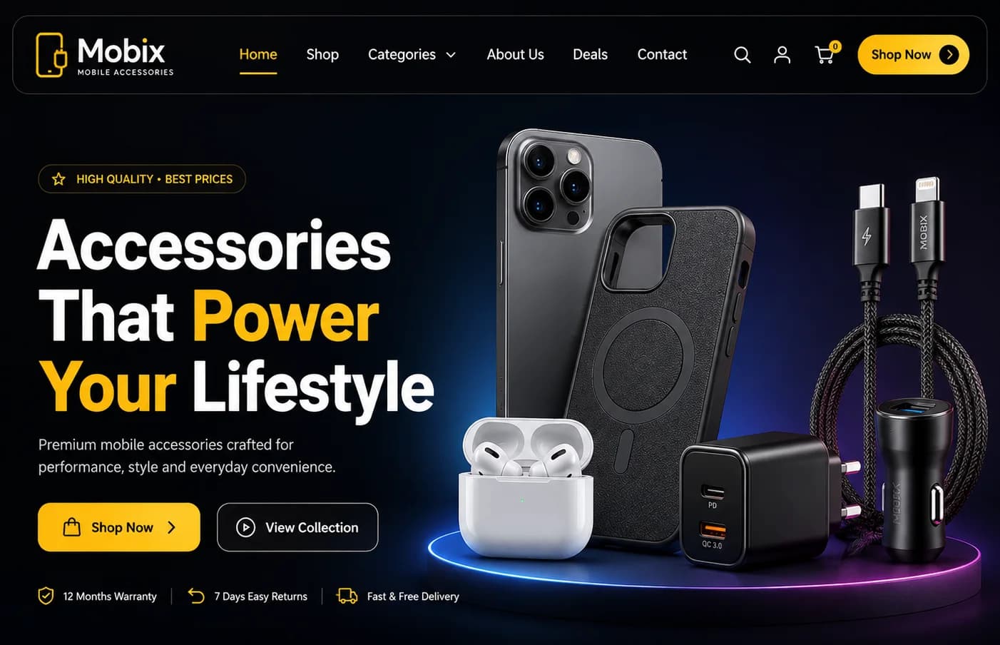 Mobix mobile accessories website by Draxz