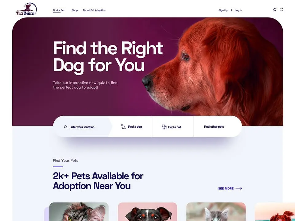 Pet adoption marketplace, e-commerce design & development by Draxz