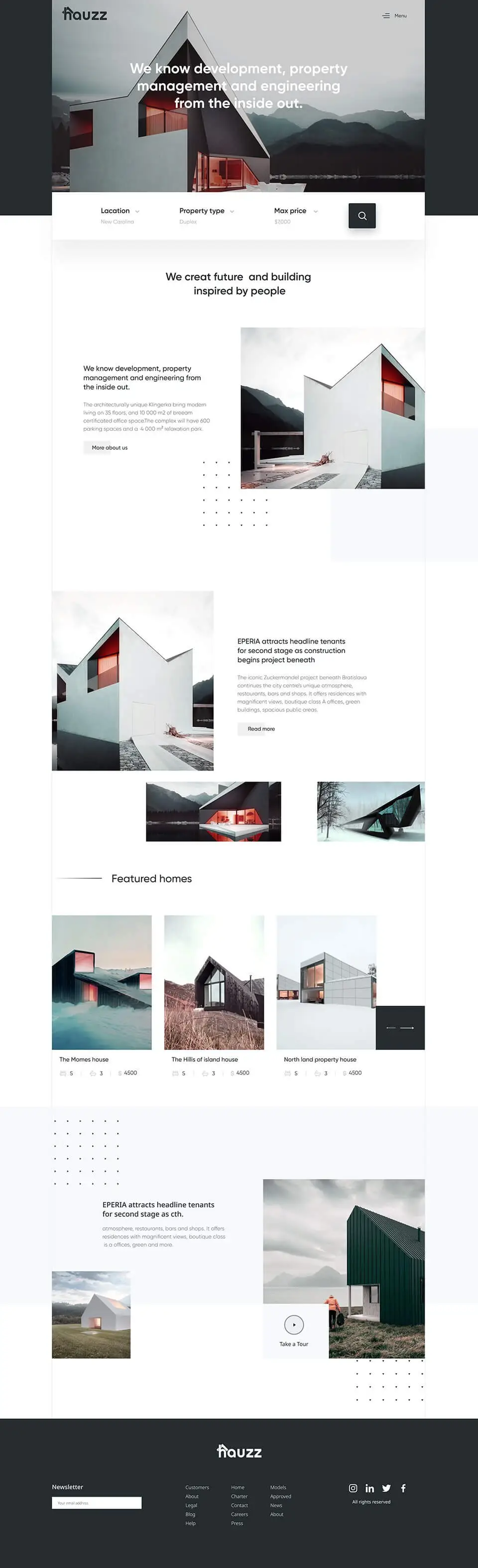Full page design of Property and architecture portal